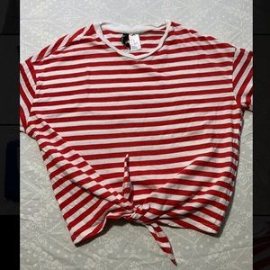 H&M red striped cropped top